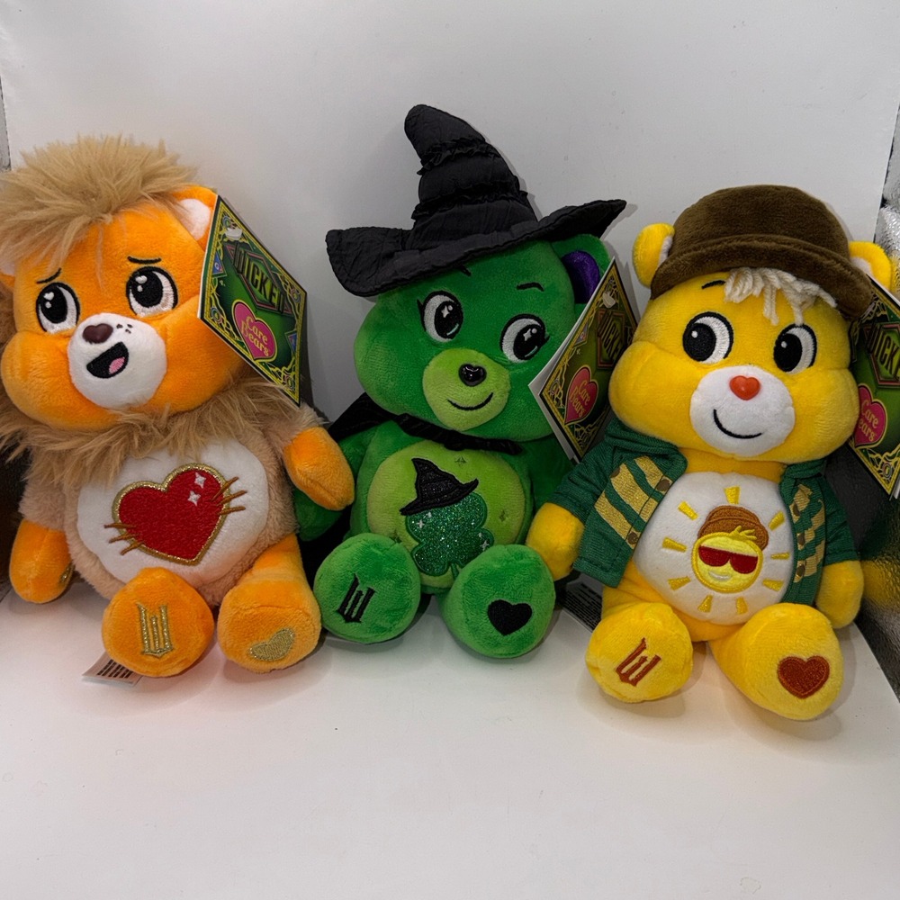 Care Bears 9" Wicked Broadway Musical Set Lion Witch Scarecrow Theater Aesthetic